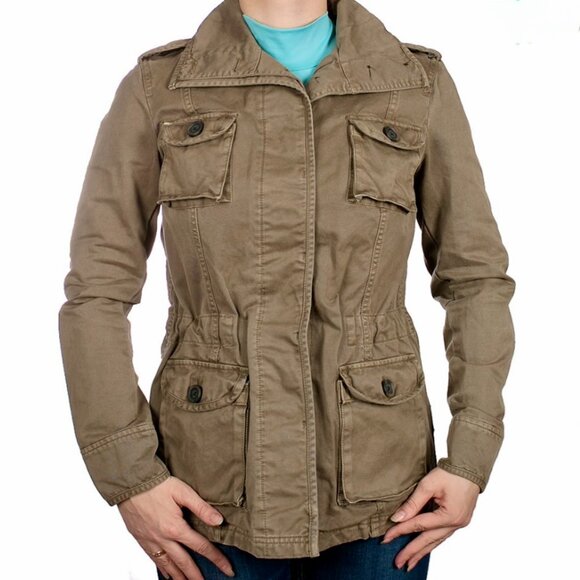 Gap Utility Military Khaki Army Brown Vintage Field Jacket Women S - Picture 3 of 12